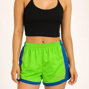 Vintage Y2K Nike Running Shorts – Bright Neon Green & Blue medium
